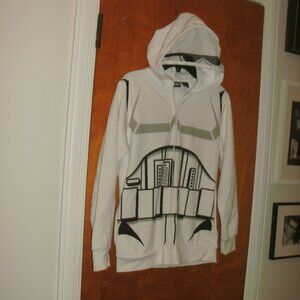 Star Wars Stormtrooper Sweatshirt Hoodie Full Zip Up White & Black size M
